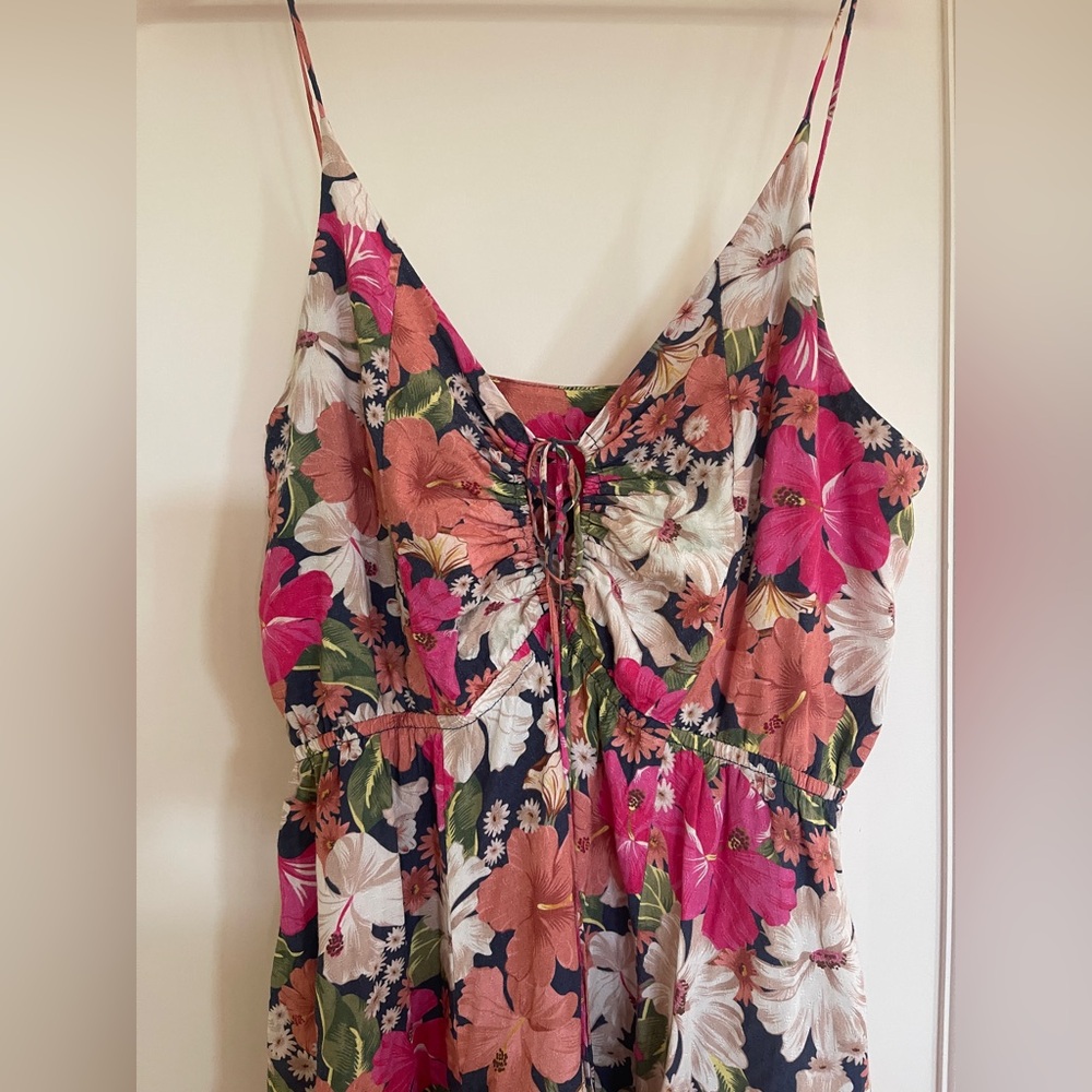 Farm Rio Tropical Hibiscus Floral Spaghetti Strap Mini Dress - Picture 2 of 7